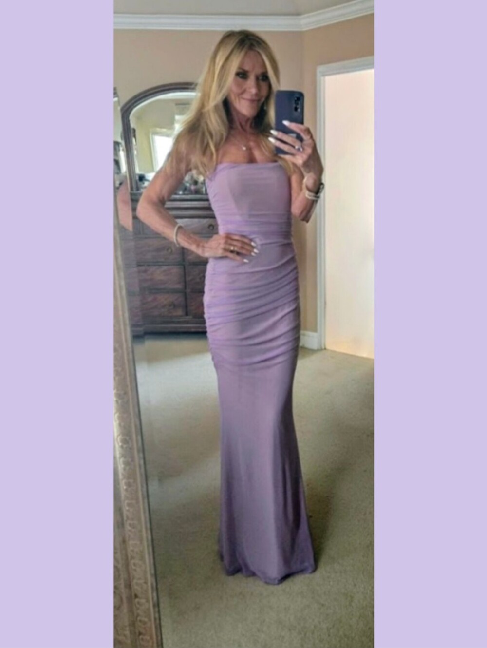 Flawless Retrofete Quintessa Strapless Mesh Maxi Corsett Dress In Lavender - S